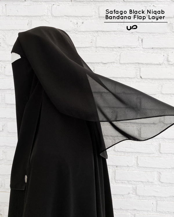Safago Black Niqab Bandana Flap Layer - 20