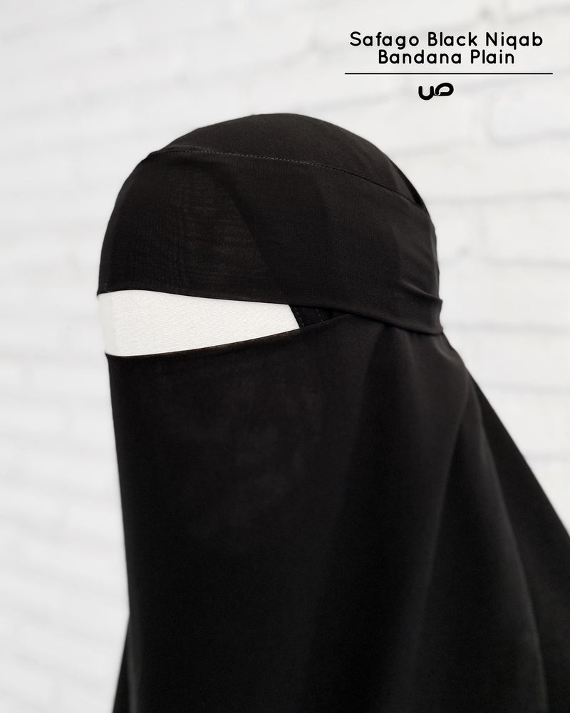 Safago Black Niqab Bandana Plain - 20