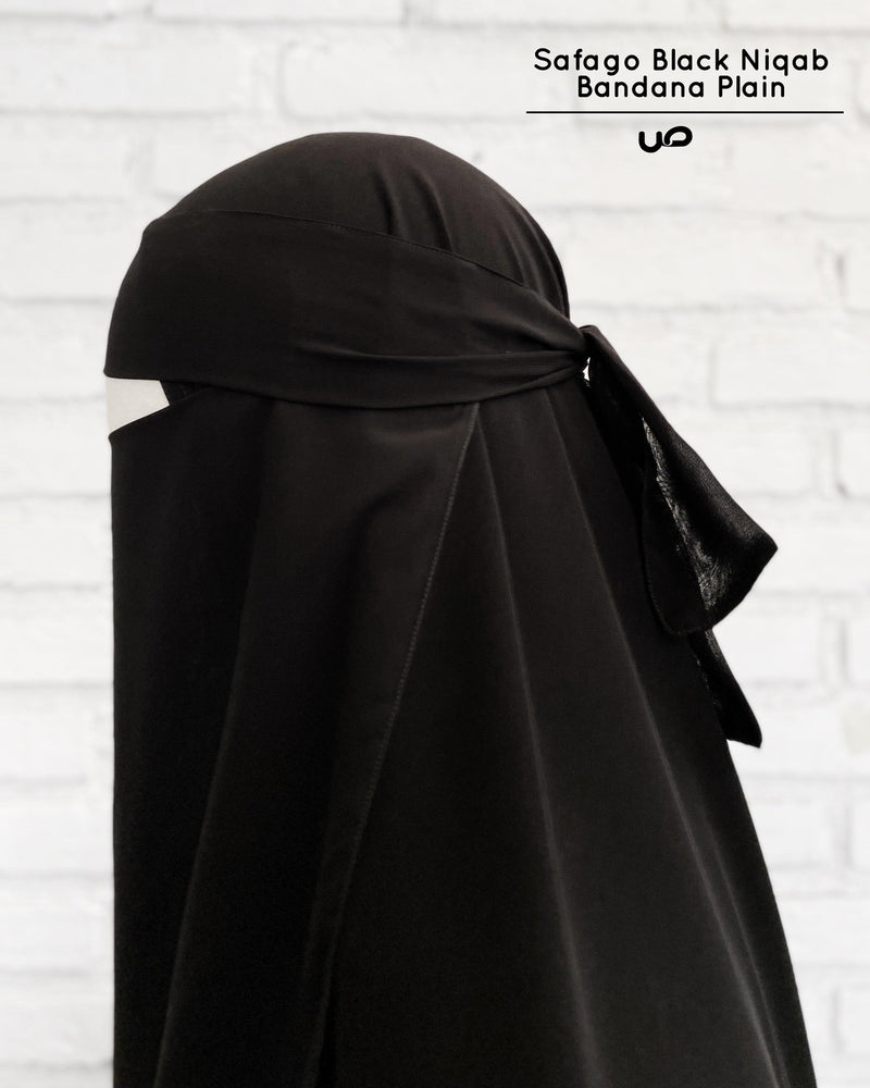 Safago Black Niqab Bandana Plain - 20